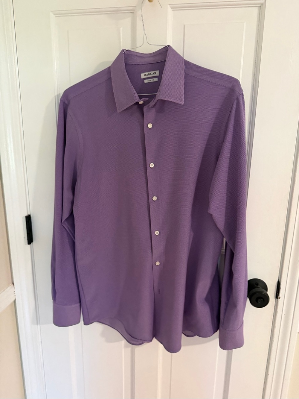 Haggar Men's Purple  Long-Sleeve Dress Shirt
